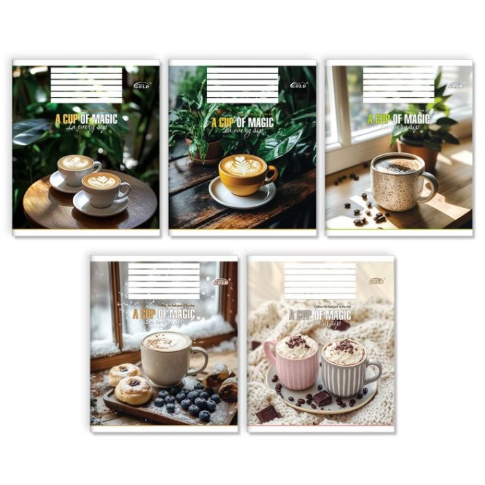 Зошит на 60 аркушів у клітинку «Чашка магії», №3539, ТМ Gold Brisk