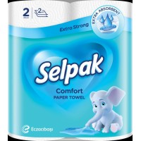 Рушники паперові «Comfort» кухонні по 2 рулони в упаковці, намотка 11,5 м, білі, SELPAK