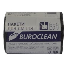 Пакети для сміття на 35 л по 100 шт розміром 45х55 см чорні, BuroClean