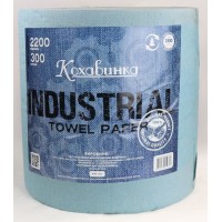 Рушники паперові 300 м на гільзі, сині, Кохавинка