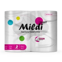 Рушники паперові «Mildi Smart» двошарові на гільзі намотка 12,8 м, білі, по 2 рулони, Кохавинка