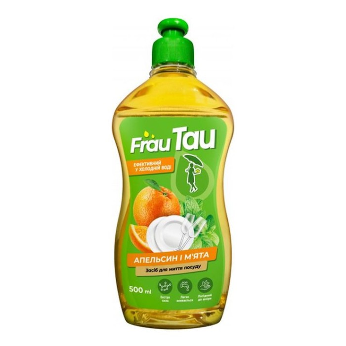 Засіб для миття посуду «Апельсин і м'ята» 500 мл, ТМ Frau Tau