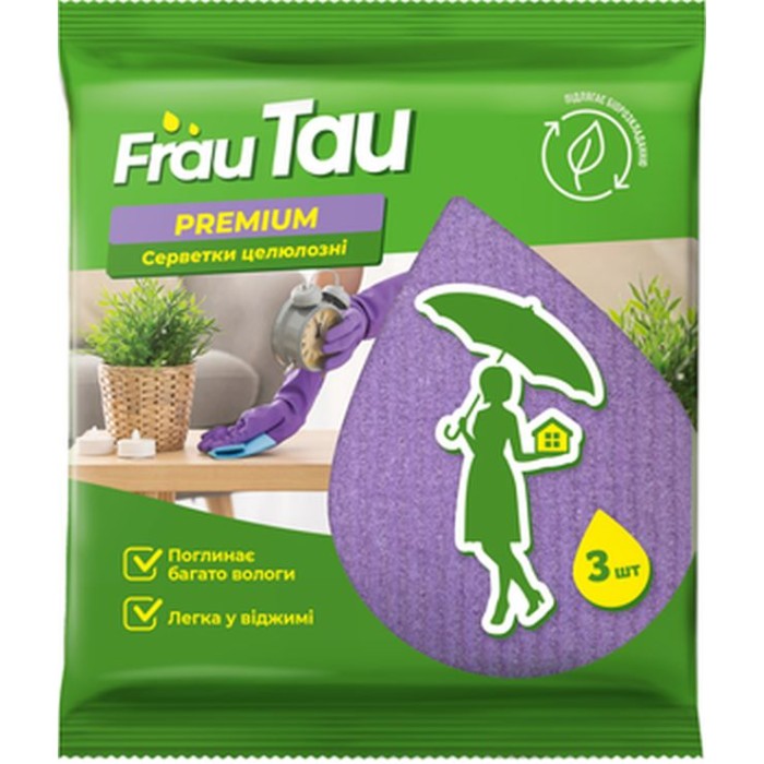 Серветки целюлозні «Преміум», 3 шт в упаковці, ТМ Frau Tau