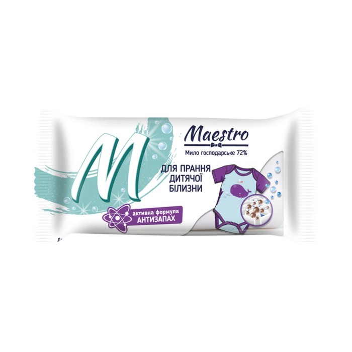 Мило господарське «Maestro» 72 % тверде для прання дитячої білизни 125 г