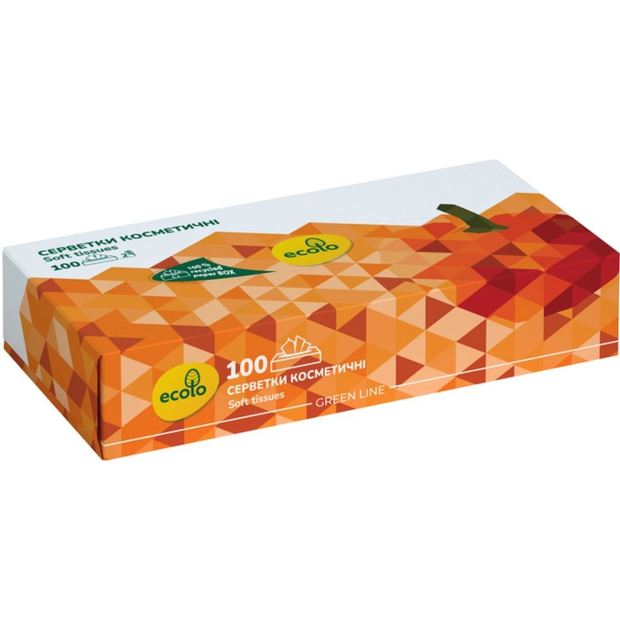Серветки косметичні «Ecolo» 100 аркушів 20х17,5 см, білі, ТМ Рута