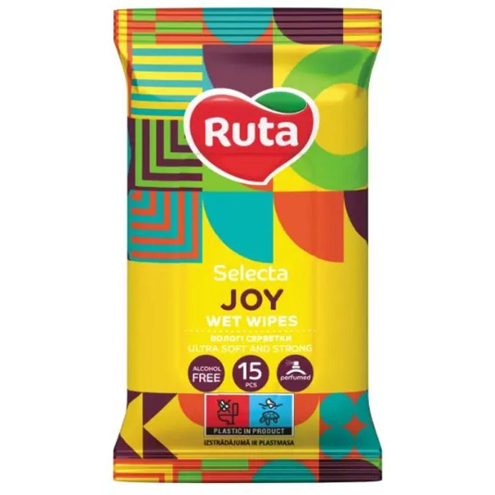 Серветки вологі «Selecta Joy» 15 шт в упаковці, ТМ Ruta