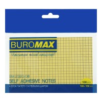 Блок для нотаток з клейким шаром 100х150 мм, 100 аркушів, у клітинку, жовтий