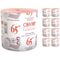 Туалетний папір «Обухів» без гільзи рожевий, намотка 65 м