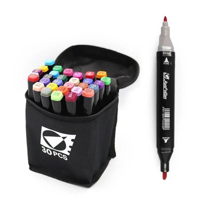 Набір скетч маркерів на 30 кольорів двосторонніх зі кругл/скошеним наконечником, у сумці, ТМ J.Otten