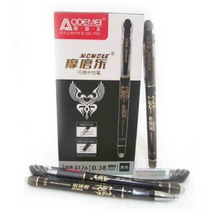 Ручка пиши-стирай гелева чорна 0,38 мм з голчатим наконечником, TM J.Otten