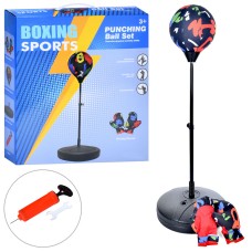 Боксерський набір: груша 24 см на металевій стійці 121 см та 2 рукавички по 23 см, у коробці 39,5х51,5х13 см