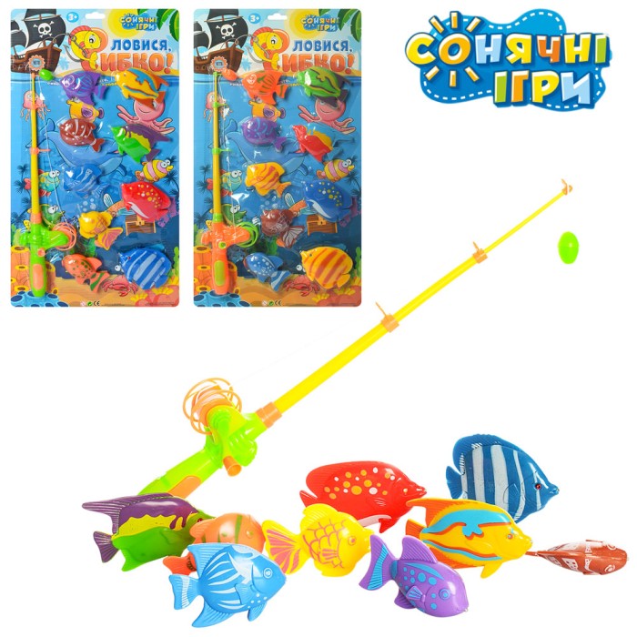 Набір для риболовлі: вудка з магнітом та 9 рибок, в асортименті, на листі 28х53х5 см