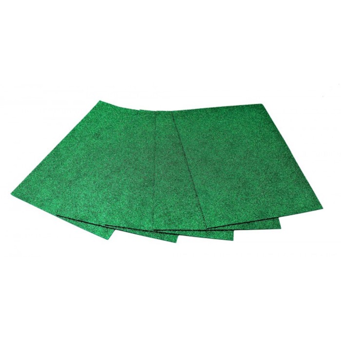 Фоміран А4 товщиною 2 мм 5 аркушів з глітером, зелений, ТМ Мандарин