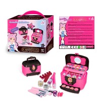 Дитяча косметика «Косметичка»: тіні, рум'яна, пензлики, набір для манікюру, каблучки, у коробці 19х18х15 см