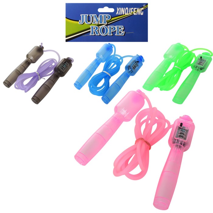 Скакалка 270 см гумова з пластиковими ручками та лічильником, в асортименті, у пакеті 14х25х4 см.