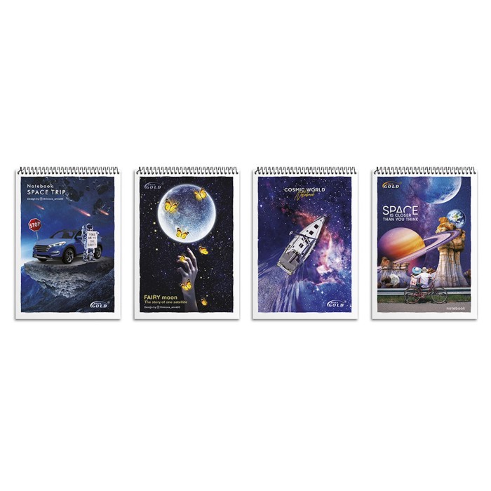 Блокнот А6 на 48 аркушів у клітинку на спіралі зверху з картонною обкладинкою, №6774, ТМ Brisk