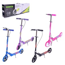 Самокат міський 2-колісний на сталевій рамі з колесами 205 мм, гальмом, в асортименті, у, коробці 77х12х27 см.