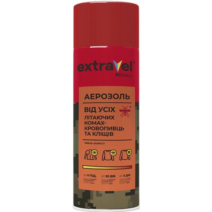 Аерозоль «Extravel Military» від усіх літаючих комах-кровососів і кліщів 125 мл