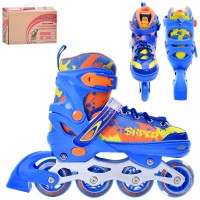 Ролики розміром 31-34 розсувні, шнурівка+пряжка, алюмінієва рама, колеса ПУ 70 мм зі світлом