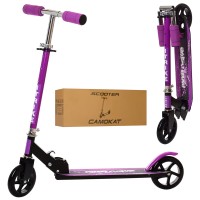 Самокат міський на рамі сталево-алюмінієвій з колесами ПУ 145 мм, кермом 77-87 см, підніжка 30-10 см, складаний, фіолетовий