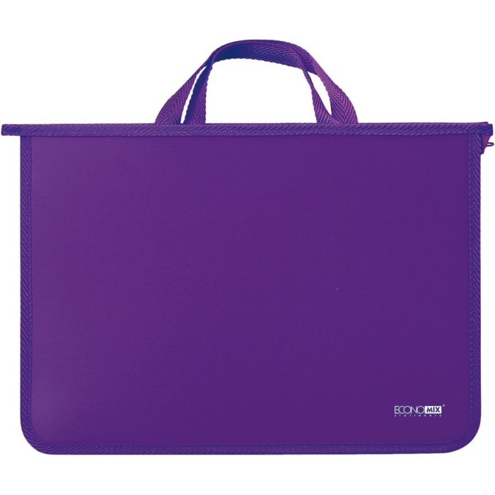 Портфель пластиковий А4 на блискавці на 2 відділення, бузковий, ТМ Economix