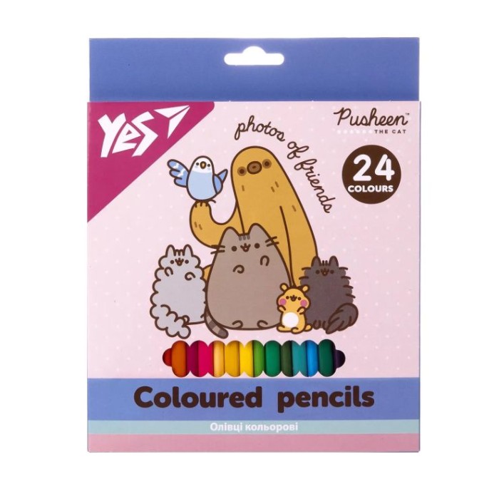 Олівці кольорові «Pusheen» на 24 кольори, ТМ Yes