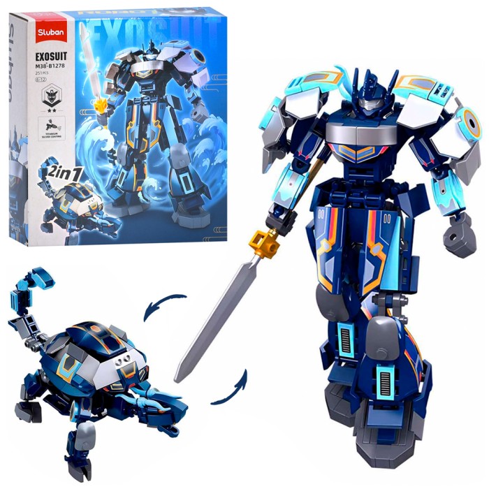 Конструктор «Робот-тварина» 2 в 1 на 251 деталь з фігуркою, у коробці 22х23,5х7 см, SLUBAN