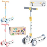 Самокат «Mini» 3-колісний зі світлом на металевій рамі, колеса ПУ, 2 передні 113 мм, заднє 75 мм, кермо 56-69 см, складаний, в асортименті, у коробці.