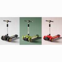 Самокат 3-колісний музичний зі світлом на металевій рамі, колеса ПУ, 2 передні 110 мм, заднє 80 мм, кермо 70-84 см, складаний, в асортименті, у коробці 63х36х19 см.