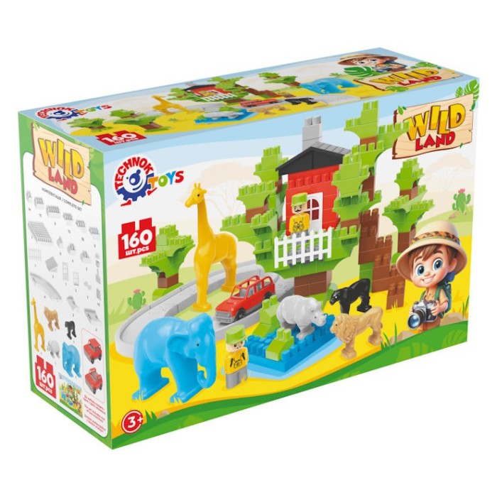 Конструктор «Дикі тварини» зі 160 деталей з фігурками та машинкою, у коробці 37,5х25х14 см, ТМ Технок