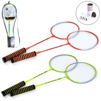 Набір для бадмінтону: 2 залізні ракетки по 65 см та 3 волани, в асортименті, у чохлі 69х22х7 см
