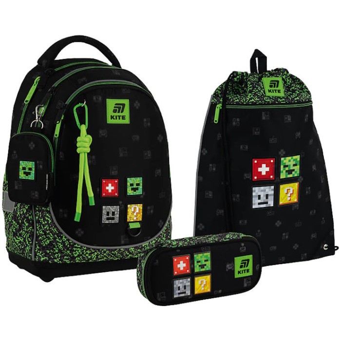 Набір «Multiplayer»: напівкаркасний рюкзак 36х27х16 см, пенал 21х8,5х,5 см, сумка для взуття 46х23 см, ТМ Kite