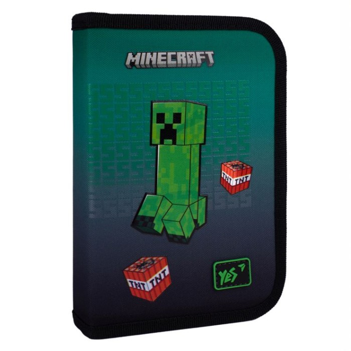 Пенал «Minecraft Icons» 14х21х4 см твердий одинарний з двома клапанами, HP-04, ТМ YES