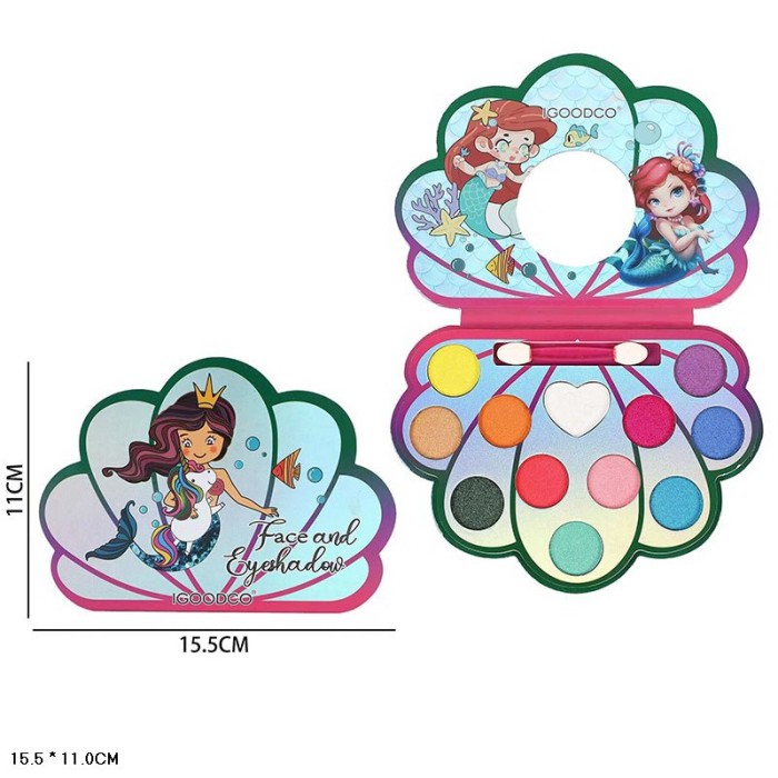 Дитяча косметика «Мушля»: палітра з пензликом, у коробці 11х15 см