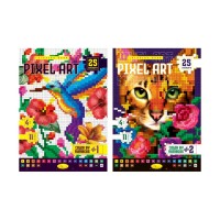 Розмальовка «PIXEL ART» на 20 аркушів з картонною обкладинкою 21х30 см, в асортименті, ТМ Апельсин