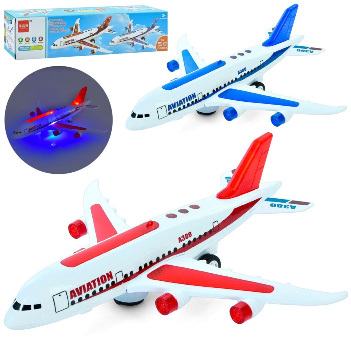 Літак 38 см музичний зі світлом, їздить, на батарейці, в асортименті, у коробці 38х9х7 см