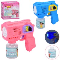 Мильні бульбашки «Пістолет» 14,5 см зі світлом та запаскою 7 см, на батарейці, в асортименті, у коробці 14,5x15x6,5 см.