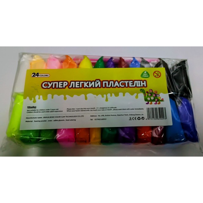 Пластилін суперлегкий на 24 кольори по 7 г, OPP