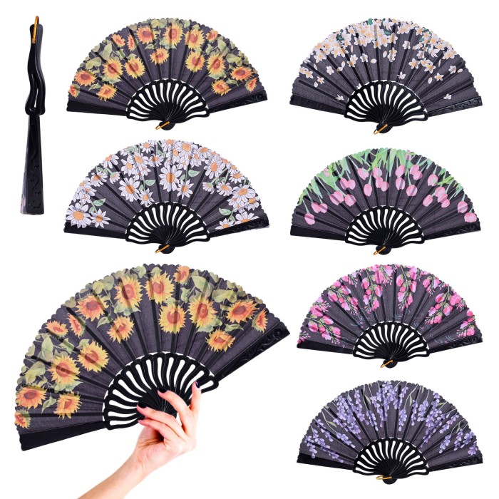 Віяло «Квіти» 23 см, в асортименті