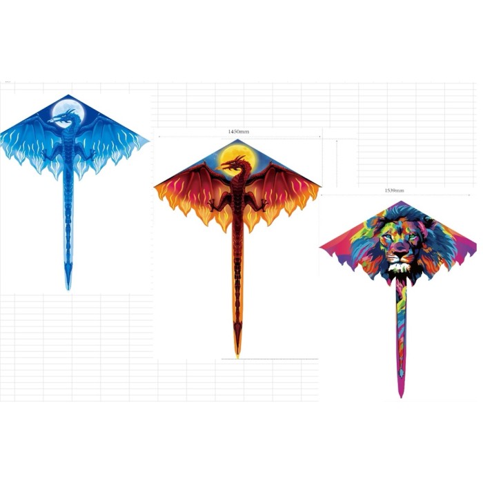 Повітряний змій 1,5 м, в асортименті, у пакеті 9х90 см