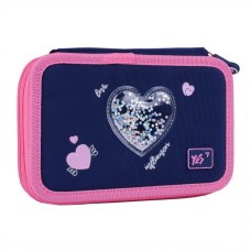 Пенал «Bright Hearts» 13х21х4 см твердий подвійний, HP-01, ТМ YES