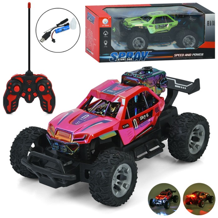 Джип 22 см 1:18 р/к на акумуляторі зі світлом, парою та USB на гумових колесах, в асортименті, у коробці 30х15х12 см