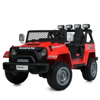 Джип р/к 2,4G на 4 мотори 90W та 1 акумулятор 24V 7AH зі світлом, музикою, USB, BLUETOOTH, FM, колеса з EVA, шкіряне сидіння, червоний.