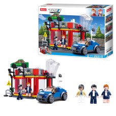 Конструктор «Автомагазин» на 302 деталі з машинкою та фігурками, у коробці 38х28,5х8 см, SLUBAN