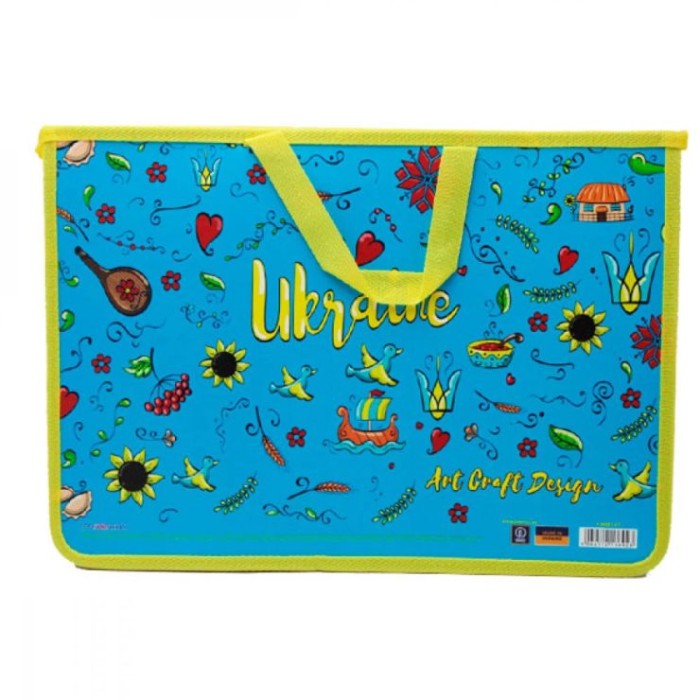 Папка-портфель «Art Craft Design» А4 пластиковий на блискавці з тканинними ручками