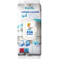 Вологі серветки «Purfix» універсальні для прибирання кухонних поверхонь 60 шт в упаовці
