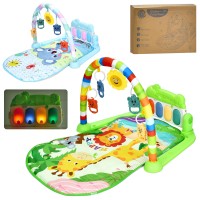 Килимок для немовляти 72х47,5 см з дугою на 5 підвісок, піаніно з музикою, світлом, на батарейці, в асортименрті, у коробці 40,5х29,5х9 см