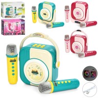 Колонка 12х13х7 см 5 Вт на акумуляторі зі світлом, USB, Bluetooth, картою TF та 2 мікрофонами, в асортименті, у коробці 20,5х15х8 см.