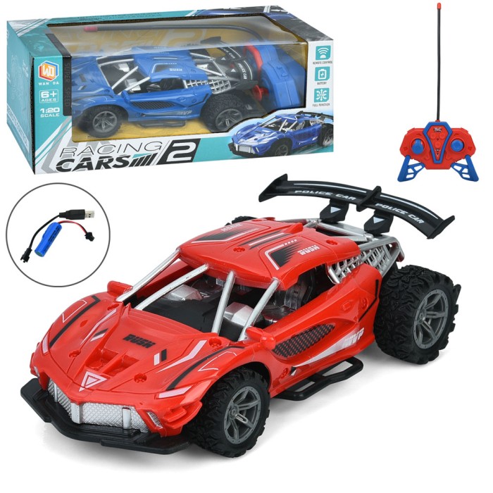 Машина 20 см 1:20 р/к на акумуляторі з гумовими колесами та USB, в асортименті, у коробці 28х12,5х11 см