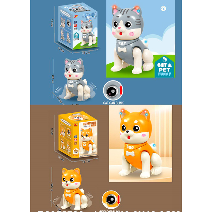 Котик 17 см музичний зі світлом та рухомими деталями, на батарейці, в асортименті, у коробці 12,5х17,5х12,5 см.